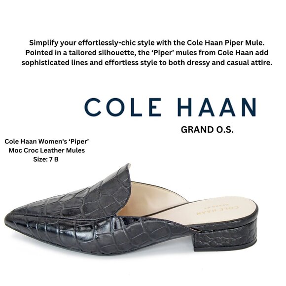Cole Haan Women's ‘Piper’ Moc Croc Leather Mules Size: 7 B - Picture 1 of 8